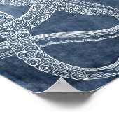 Octopus Twilight Blue Denim Waterverf Art Poster (Hoek)