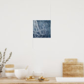 Octopus Twilight Blue Denim Waterverf Art Poster (Keuken)