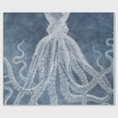  Octopus Twilight Blue Denim Waterverf Cadeaupapier (Vlak)