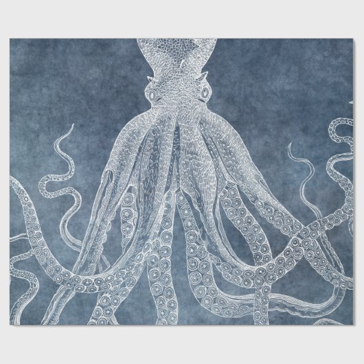  Octopus Twilight Blue Denim Waterverf Cadeaupapier (Vlak)