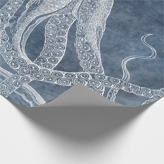  Octopus Twilight Blue Denim Waterverf Cadeaupapier (Hoek)