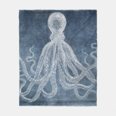  Octopus Twilight Blue Denim Waterverf Fleece Deken (Voorkant)