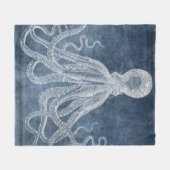  Octopus Twilight Blue Denim Waterverf Fleece Deken (Voorkant (Horizontaal))