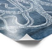  Octopus Twilight Blue Denim Waterverf Foto Afdruk (Hoek)