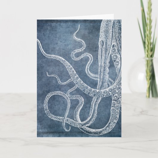 Octopus Twilight Blue Denim Waterverf Kaart (Voorkant)