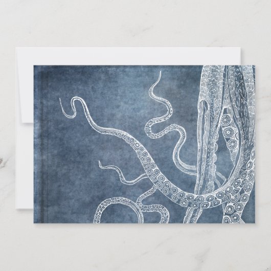  Octopus Twilight Blue Denim Waterverf Kaart (Voorkant)