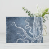  Octopus Twilight Blue Denim Waterverf Kaart (Staand voorkant)