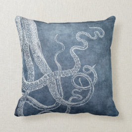  Octopus Twilight Blue Denim Waterverf Kussen