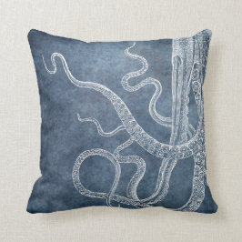  Octopus Twilight Blue Denim Waterverf Kussen