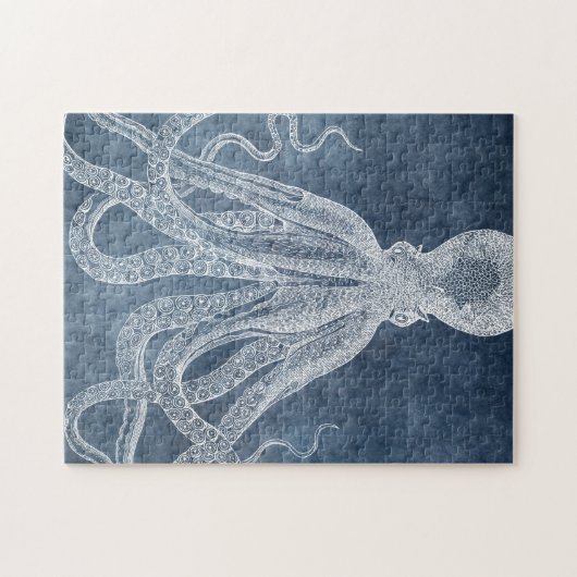  Octopus Twilight Blue Denim Waterverf Legpuzzel (Horizontaal)