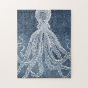Octopus Twilight Blue Denim Waterverf Legpuzzel