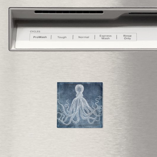 Octopus Twilight Blue Denim Waterverf Magneet (Insitu (Vaatwasser))