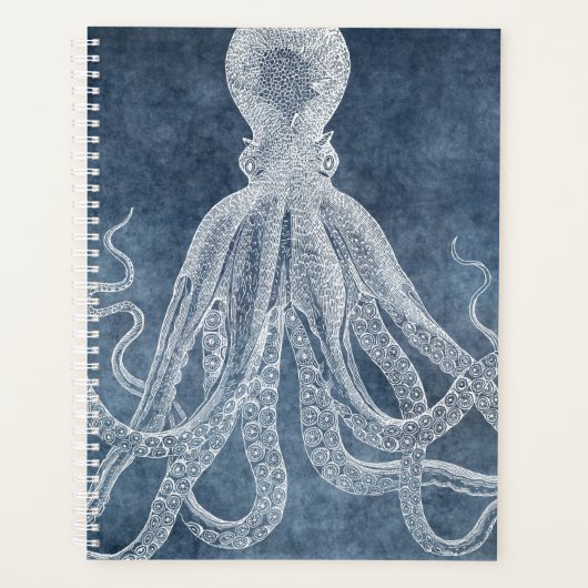  Octopus Twilight Blue Denim Waterverf Planner (Voorkant)
