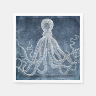 Octopus Twilight Blue Denim Waterverf Servet