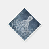  Octopus Twilight Blue Denim Waterverf Servet (Hoek)