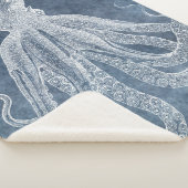 Octopus Twilight Blue Denim Waterverf Sherpa Deken (3/4)