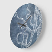 Octopus Twilight Blue Denim Waterverf Squ Grote Klok (Hoek)