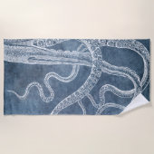 Octopus Twilight Blue Denim Waterverf Strandlaken (Voorkant)