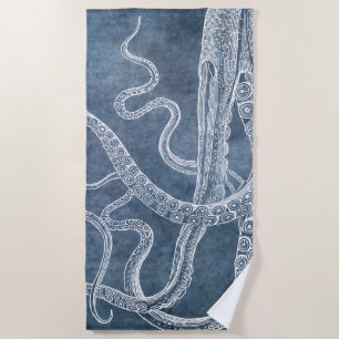 Octopus Twilight Blue Denim Waterverf Strandlaken