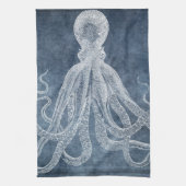  Octopus Twilight Blue Denim Waterverf Theedoek (Verticaal)