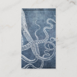  Octopus Twilight Blue Denim Waterverf Visitekaartje