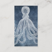  Octopus Twilight Blue Denim Waterverf Visitekaartje (Voorkant)