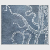 Octopus - Twilight Blue Faded Denim Waterverf Art Cadeaupapier (Vlak)