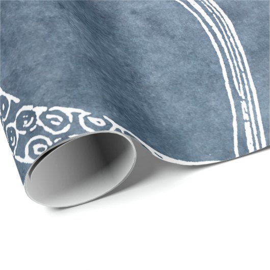 Octopus - Twilight Blue Faded Denim Waterverf Art Cadeaupapier (Rol Hoek)