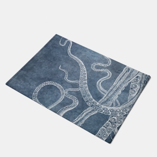 Octopus - Twilight Blue Faded Denim Waterverf Art Deurmat (Schuin)