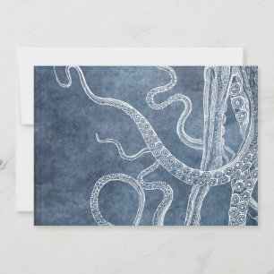Octopus - Twilight Blue Faded Denim Waterverf Art Kaart