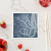 Octopus - Twilight Blue Faded Denim Waterverf Art Servet (Insitu)