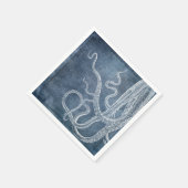 Octopus - Twilight Blue Faded Denim Waterverf Art Servet (Hoek)