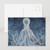 Octopus - Twilight Blue Faded Denim-Waterverf Briefkaart (Voorkant / Achterkant)