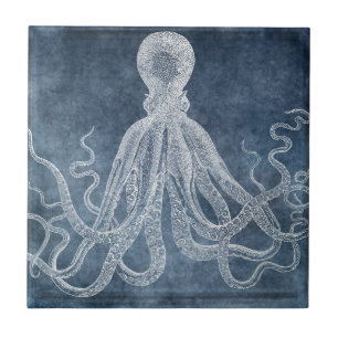 Octopus - Twilight Blue Faded Denim-Waterverf Tegeltje