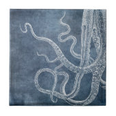 Octopus - Twilight Blue Faded Denim-Waterverf Tegeltje (Voorkant)
