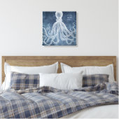 Octopus Twilight Blue Waterverf Quote Canvas Afdruk (Insitu (Slaapkamer))