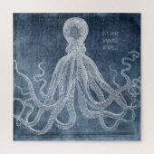  Octopus Twilight Blue Waterverf Quote Legpuzzel (Verticaal)