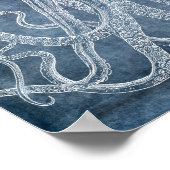 Octopus Twilight Blue Waterverf Quote Poster (Hoek)