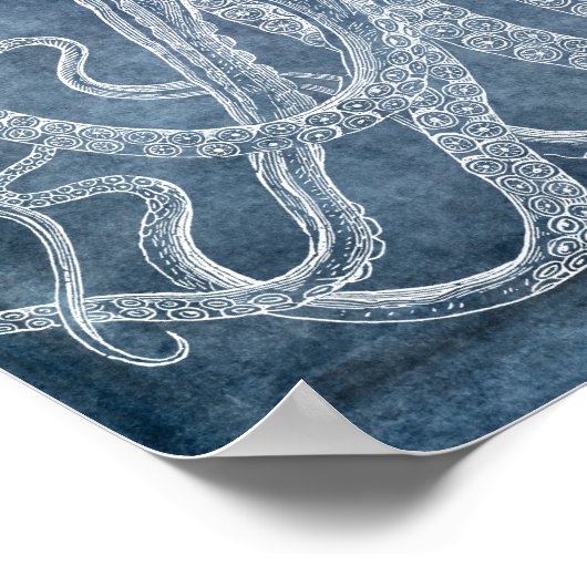  Octopus Twilight Blue Waterverf Quote Poster (Hoek)