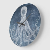  Octopus Twilight Blue Waterverf Quote Squ Grote Klok (Hoek)