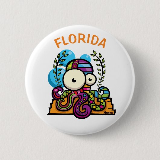octopus uit Florida Ronde Button 5,7 Cm (Voorkant)
