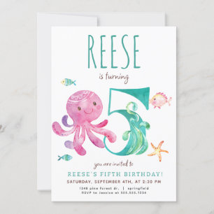 Octopus Uitnodiging voor vijfde verjaardag