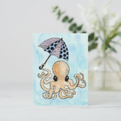 Octopus & Umbrella Briefkaart (Staand voorkant)