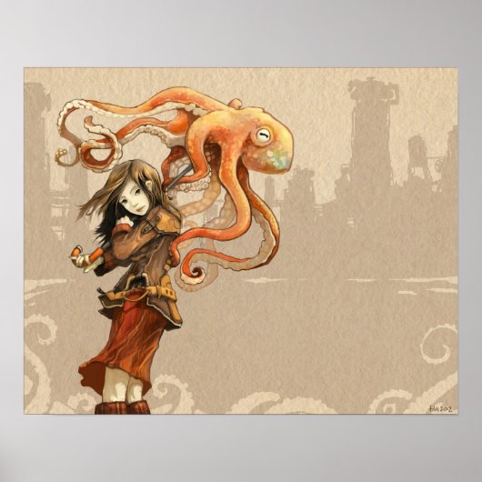 Octopus Umbrella Poster 20 x 16 inch (Voorkant)