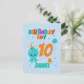 Octopus Underwater Zee Ocean Birthday Boy Party Briefkaart (Staand voorkant)