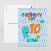 Octopus Underwater Zee Ocean Birthday Boy Party Briefkaart (Voorkant / Achterkant)