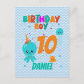 Octopus Underwater Zee Ocean Birthday Boy Party Briefkaart (Voorkant)