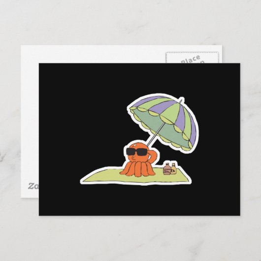 octopus van het strand van de grappige zon briefkaart (Voorkant / Achterkant)