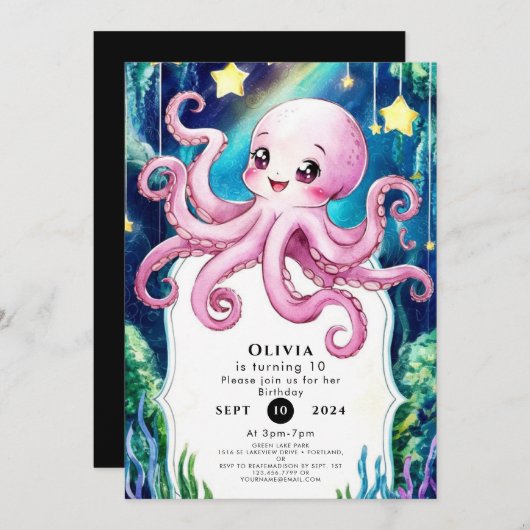 Octopus van magische Kinderen Kaart (Voorkant / Achterkant)