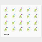 Octopus Verjaardag Onder de Zee Ronde Sticker (Vel)
